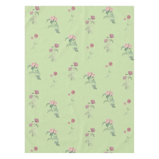 Elegantes Boho-Vintage Grün Blumenmuster Frühling Tischdecke (Vorderseite)