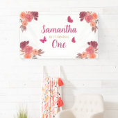 Elegantes Boho-Wasserfarben-Blumen-Erstes-Geburtst Banner (Insitu)