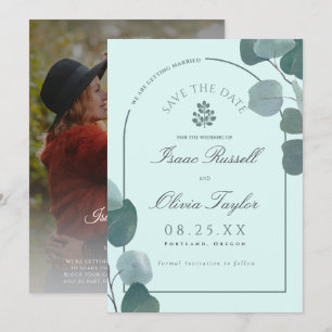 Elegantes Boho Watercolor Eukalyptus Arch Foto Save The Date