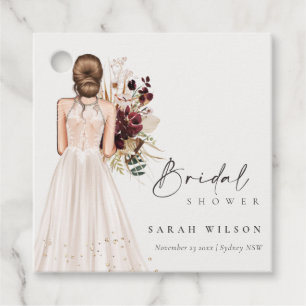 Elegantes Boho-Weißes Hochzeitskleid Brautparty Geschenkanhänger