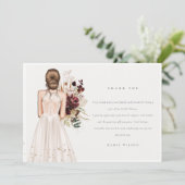 Elegantes Boho White Wedding Gown Brautparty Dankeskarte (Stehend Vorderseite)