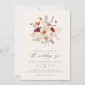 Elegantes Boho Wildblume Hochzeit im Herbst Foto Einladung (Vorderseite)