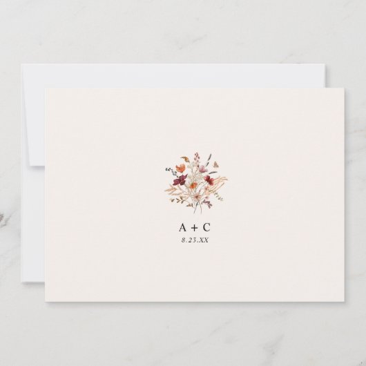 Elegantes Boho Wildblumen Fall Brautparty Einladung (Rückseite)