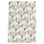 Elegantes bohrosafarbenes Rosengrün Gold Mittlere Geschenktüte (Rückseite)