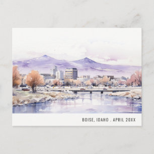 Elegantes Boise, Idaho Aquarell-Landschafts-Reise Feiertagspostkarte