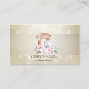 Elegantes Bokeh, Streifen, Mixer Blumen Visitenkarte