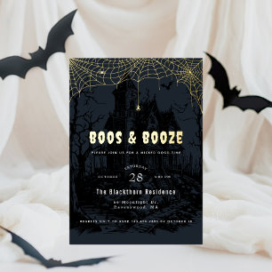 Elegantes "Boos & Booze"-Halloween-Party Folieneinladung