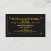 Elegantes Boot Rental Black Gold (Personalize) Visitenkarte (Rückseite)