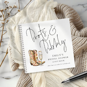 Elegantes Boots Bubbly Brautparty Gästebuch Notizblock