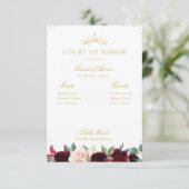 Elegantes Bordeaux-Blumengericht Einladung (Stehend Vorderseite)