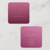 Elegantes Bordeaux-Farbvorlage Modernes Monogramm Quadratische Visitenkarte (Vorne/Hinten)