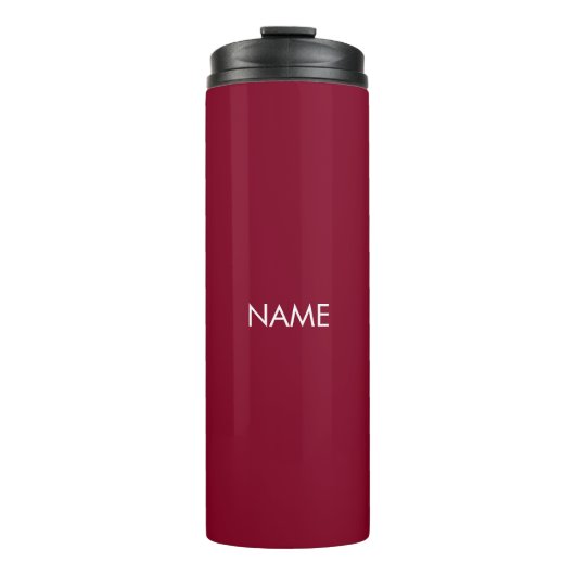 Elegantes Bordeaux-individuelle Name-Textmonogramm Thermosbecher (Vorderseite)