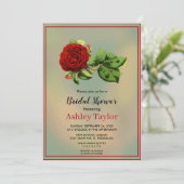 Elegantes bordeauxfarbenes Brautparty der rote Ros Einladung (Stehend Vorderseite)