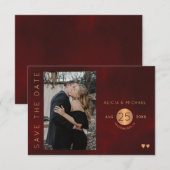 Elegantes bordeauxfarbenes Hochzeitsstil Save the Date (Vorne/Hinten)