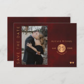 Elegantes bordeauxfarbenes Hochzeitsstil Save the Save The Date (Vorne/Hinten)