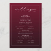 Elegantes bordeauxrotes Hochzeitsprogramm Programm (Rückseite)