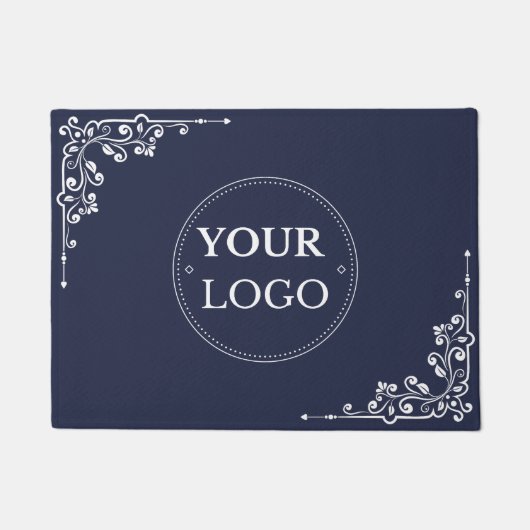 Elegantes Border Business Logo Modernes Blue Promo Fußmatte (Vorderseite)