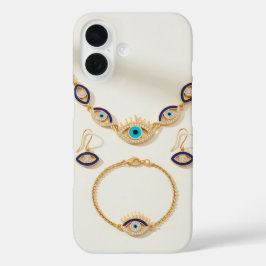Elegantes Böse-Augen-Schmuckset-Display iPhone 16 Hülle