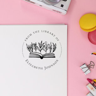 Elegantes Botanicals Buch Custom from Library Gummistempel