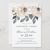 Elegantes botanisches Abendessen in Aquarellfarben Einladung (Vorderseite)