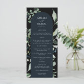 Elegantes botanisches Abendmenü für Hochzeiten (Stehend Vorderseite)