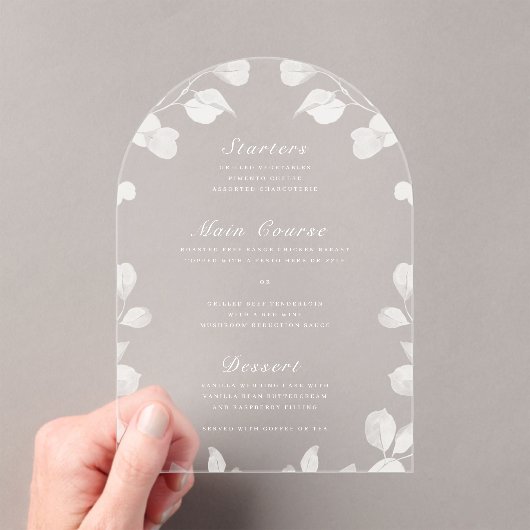 Elegantes Botanisches Akryllisches Hochzeitsempfan Acryleinladungen (Insitu (Handheld))