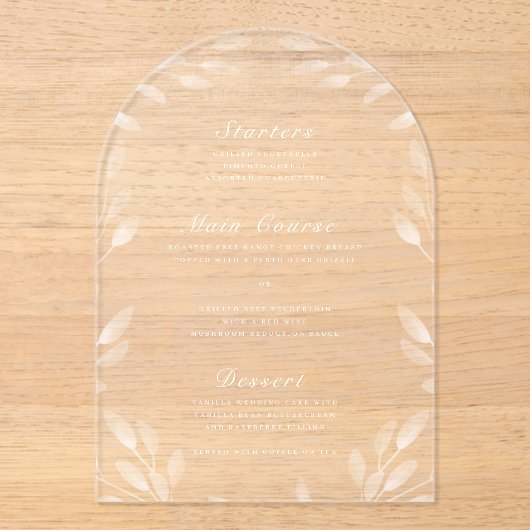 Elegantes Botanisches Akryllisches Hochzeitsempfan Acryleinladungen (Vorderseite)