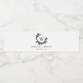 Elegantes botanisches Anfangsmonogramm Hochwasser Wasserflaschenetikett (Einzelnes Label)