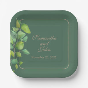 Elegantes botanisches Aquarell Pappteller