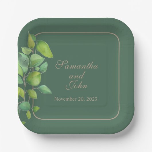 Elegantes botanisches Aquarell Pappteller (Vorderseite)