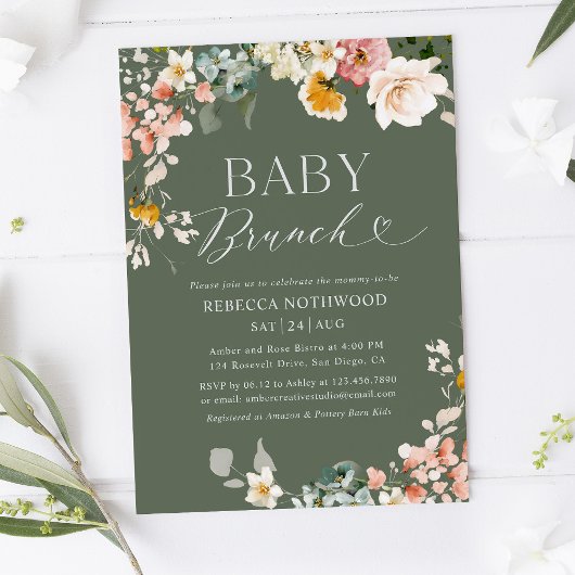 Elegantes Botanisches Baby Brunch Einladung