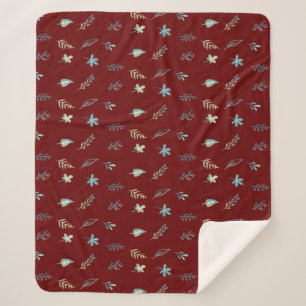 Elegantes botanisches Babyblau-Blätter Sherpadecke