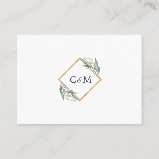Elegantes botanisches Blätter Goldhochzeit EMPFEHL Begleitkarte (Rückseite)