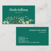 Elegantes botanisches Blätter grüner Smaragd Visitenkarte (Vorne/Hinten)