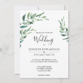 Elegantes botanisches Blätter Hochzeit Einladung