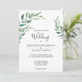 Elegantes botanisches Blätter Hochzeit Einladung (Stehend Vorderseite)