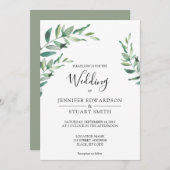 Elegantes botanisches Blätter Hochzeit Einladung (Vorne/Hinten)