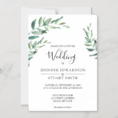 Elegantes botanisches Blätter Hochzeit Magneteinladung (Vorderseite)