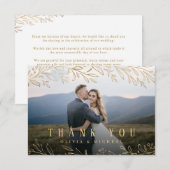 Elegantes botanisches Blattgold Foto Vielen Dank Dankeskarte (Vorne/Hinten)