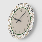 Elegantes botanisches Blattmuster-Design Große Wanduhr (Winkel)