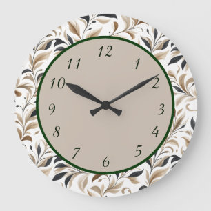 Elegantes botanisches Blattmuster-Design Große Wanduhr