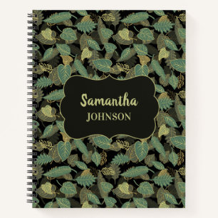 Elegantes botanisches Blattspiralmuster Notizblock