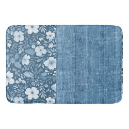 Elegantes botanisches blaues Imitat Denim Look Badematte