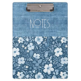 Elegantes botanisches blaues Imitat Denim Look Klemmbrett