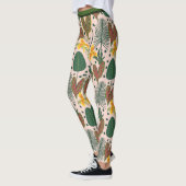Elegantes Botanisches Blume Grünmuster Leggings (Links)