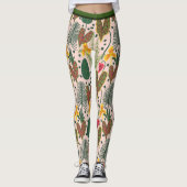 Elegantes Botanisches Blume Grünmuster Leggings (Vorderseite)