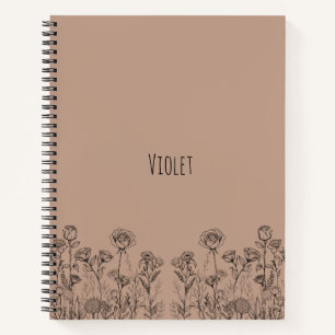 Elegantes botanisches Blumen-Design-Notizbuch ( Notizblock