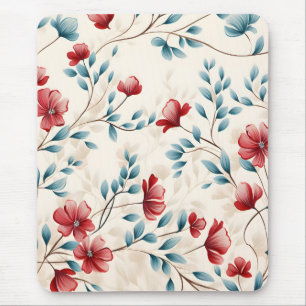 Elegantes botanisches Blumen-Zweig-Muster Mousepad