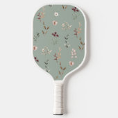 Elegantes botanisches Blumengestein Grün Pickleball Schläger (Rückseite)