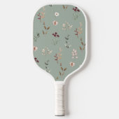 Elegantes botanisches Blumengestein Grün Pickleball Schläger (Vorderseite)